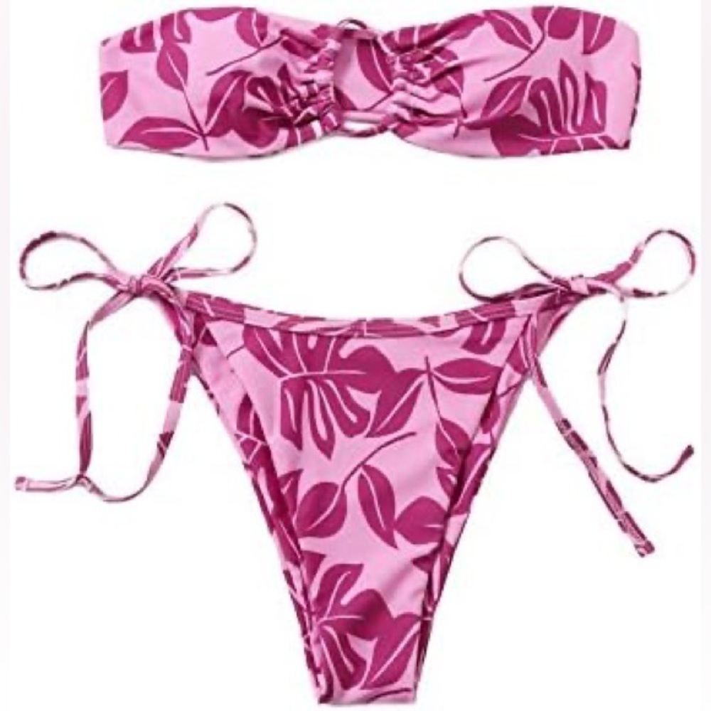 Floral pink on pink bikini 2 pcs set